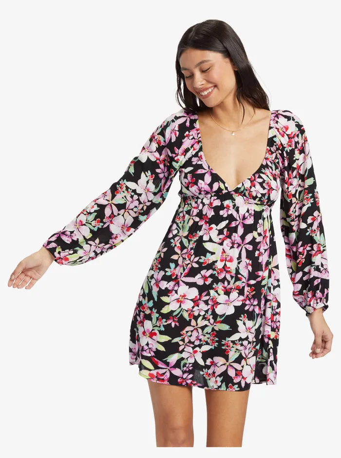Roxy Dresses Sweetest Shores Mini Dress Anthracite New Life 8211 Womens