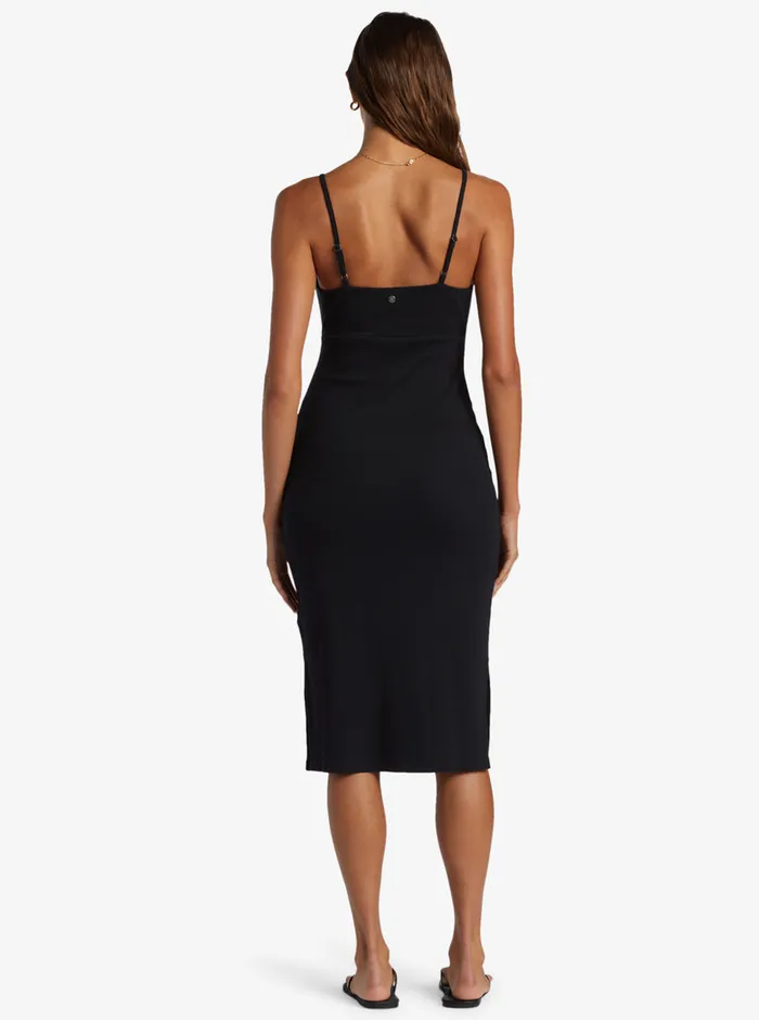 Roxy Dresses Wavey Baby Rib Knit Dress Anthracite 8211 Womens