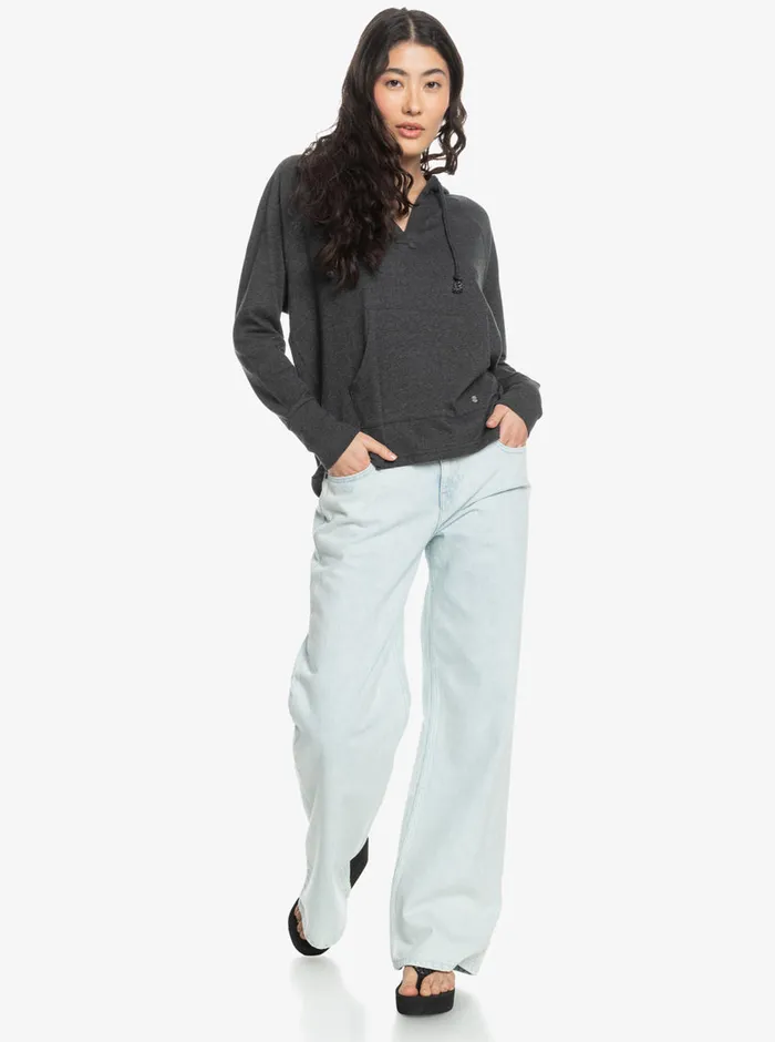 Roxy Fleece and Hoodies Destination Surf LongSleeve Hooded Top Anthracite 8211 Womens