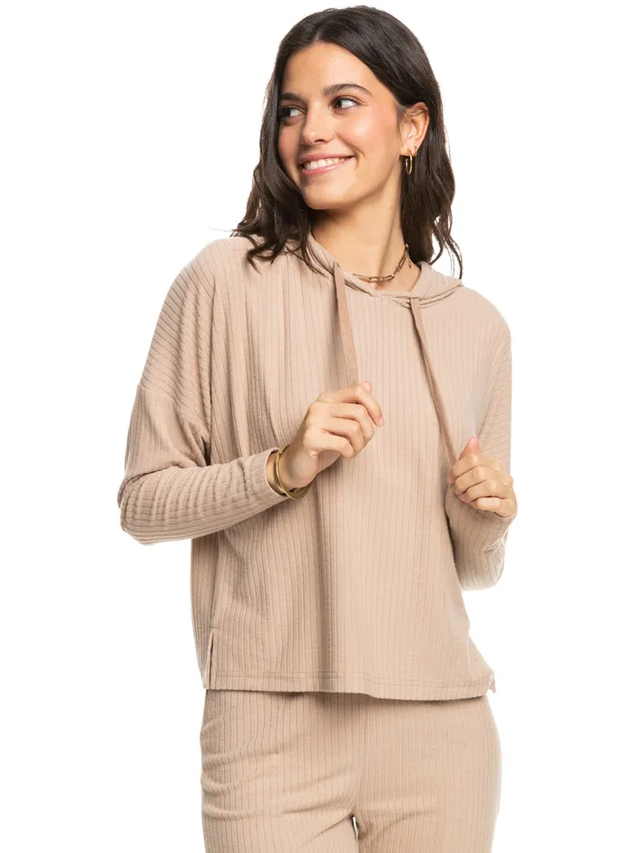 Roxy Fleece and Hoodies Hang Five Polo Shirt Warm Taupe 8211 Womens