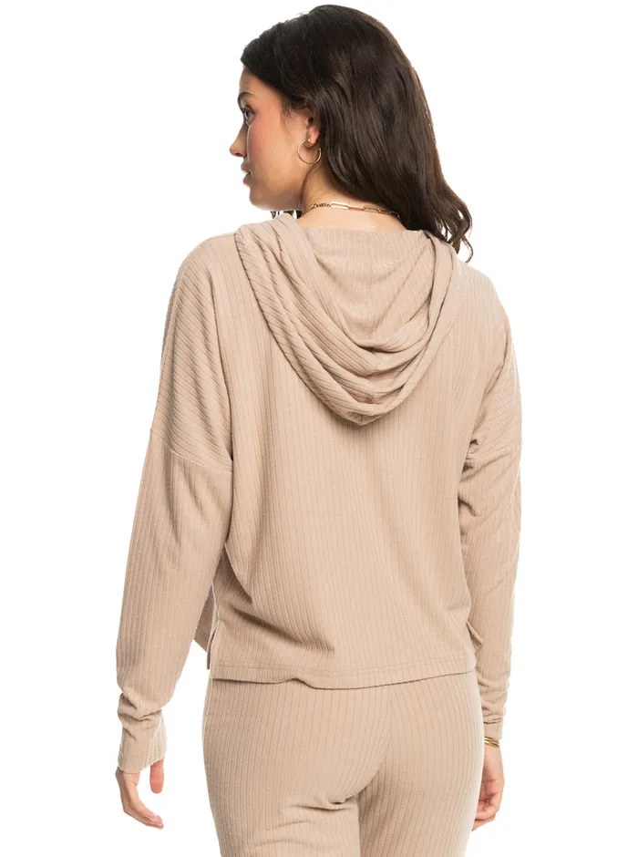 Roxy Fleece and Hoodies Hang Five Polo Shirt Warm Taupe 8211 Womens