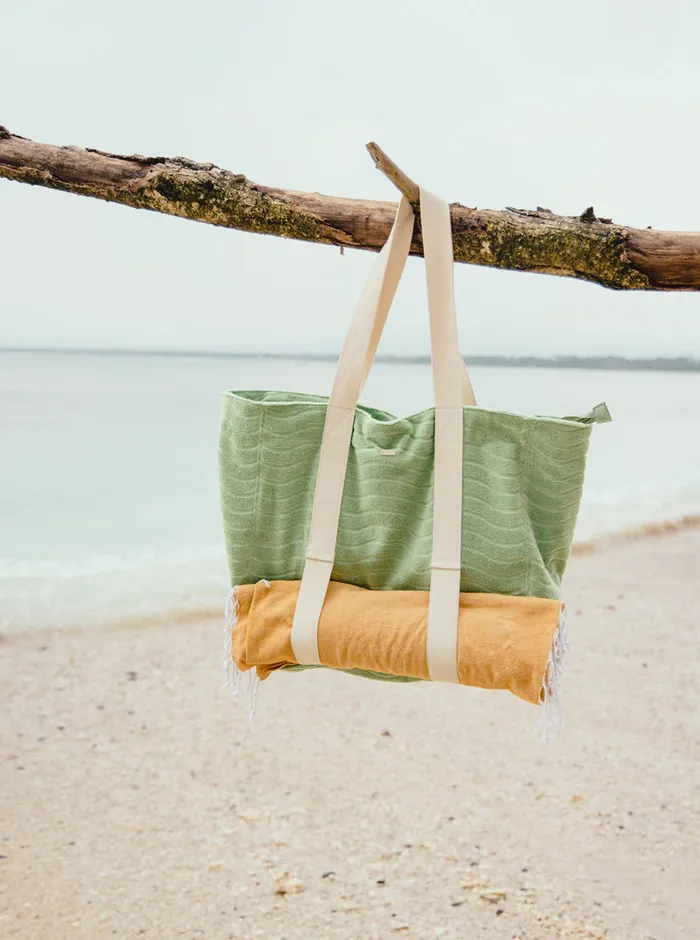 Roxy Handbags Sunny Palm Tote Beach Bag Quiet Green 8211 Womens