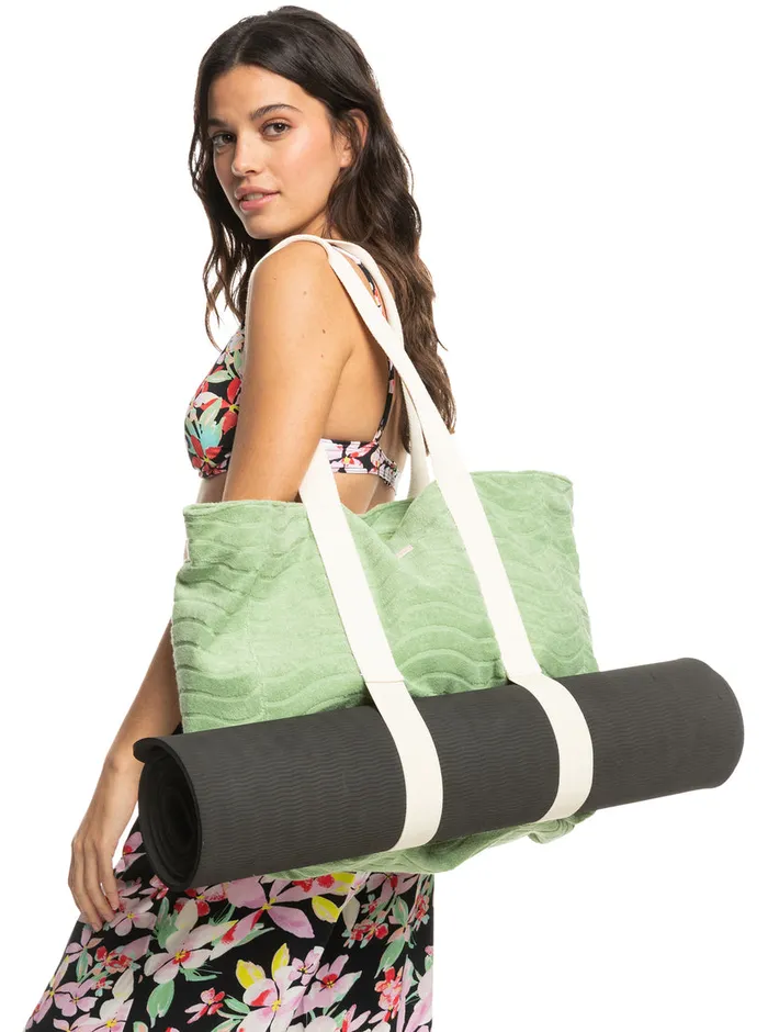 Roxy Handbags Sunny Palm Tote Beach Bag Quiet Green 8211 Womens