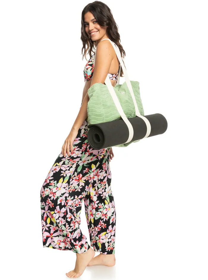 Roxy Handbags Sunny Palm Tote Beach Bag Quiet Green 8211 Womens