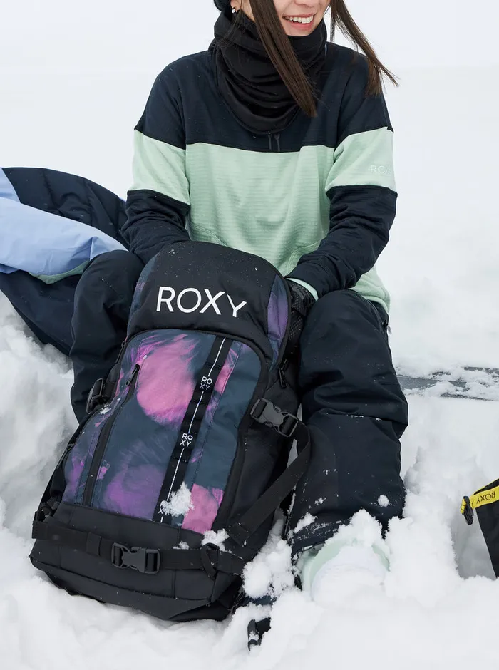 Roxy Handbags Tribute 23L Medium Snow Backpack True Black Pansy Pansy 8211 Womens
