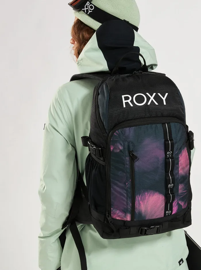 Roxy Handbags Tribute 23L Medium Snow Backpack True Black Pansy Pansy 8211 Womens
