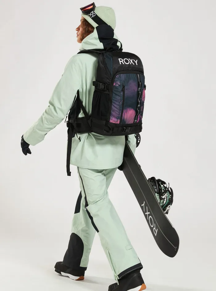 Roxy Handbags Tribute 23L Medium Snow Backpack True Black Pansy Pansy 8211 Womens