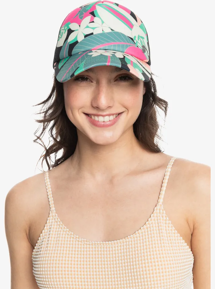 Roxy Hats Beautiful Morning Trucker Hat Anthracite Palm Song Axs 8211 Womens