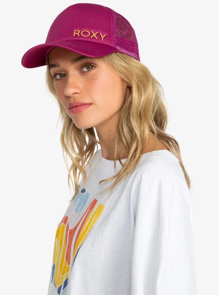 Roxy Hats Finishline Trucker Hat Raspberry Radiance 8211 Womens