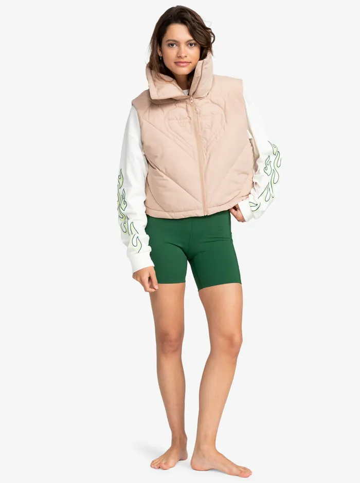 Roxy Jackets Active Collection Puffer Vest Warm Taupe 8211 Womens