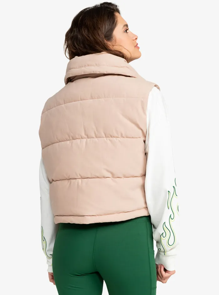 Roxy Jackets Active Collection Puffer Vest Warm Taupe 8211 Womens
