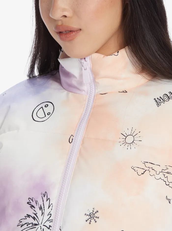 Roxy Jackets Chloe Kim Reversible Puffer Bomber Jacket Snow White Magic Moments 8211 Womens