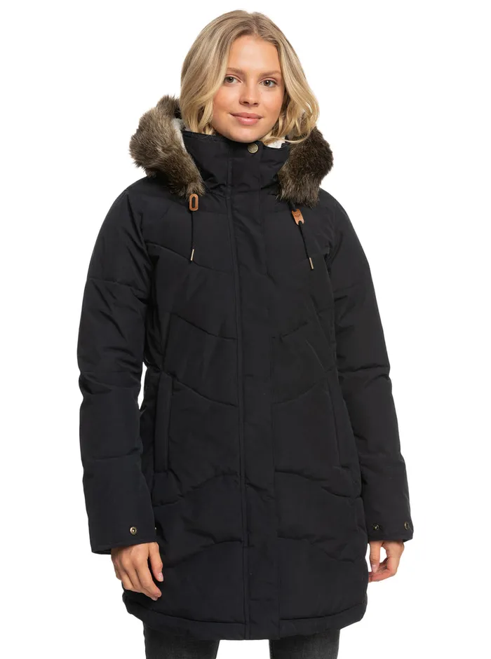 Roxy Jackets Ellie Longline Winter Jacket True Black 8211 Womens