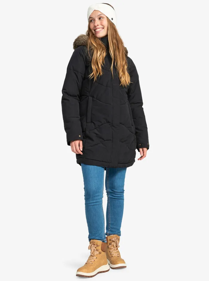 Roxy Jackets Ellie Longline Winter Jacket True Black 8211 Womens
