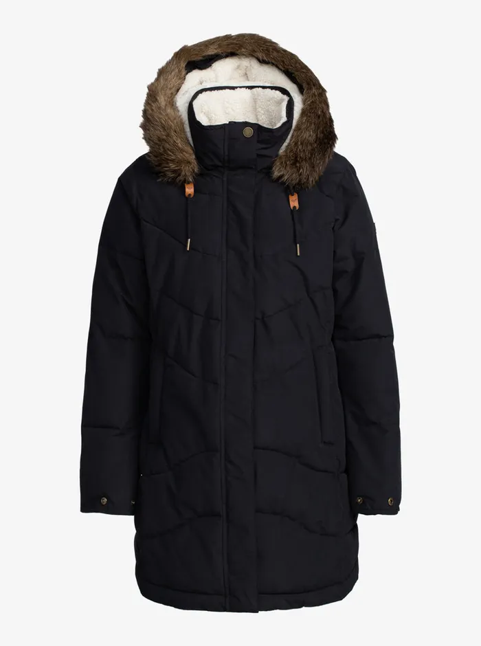 Roxy Jackets Ellie Longline Winter Jacket True Black 8211 Womens