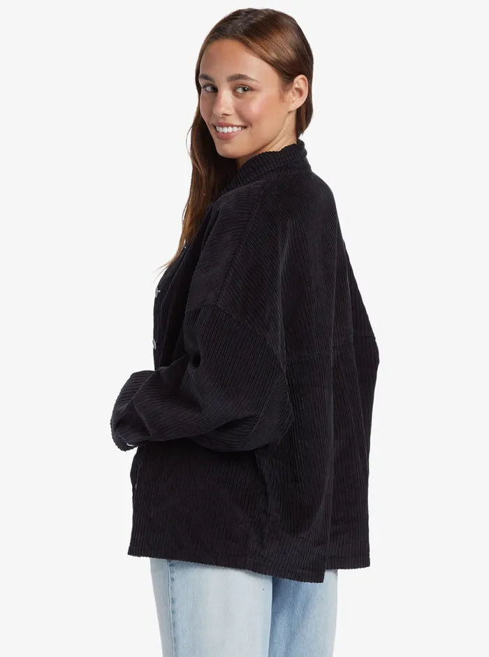 Roxy Jackets Kick Back Washed Corduroy Long Sleeve Overshirt Anthracite 8211 Womens