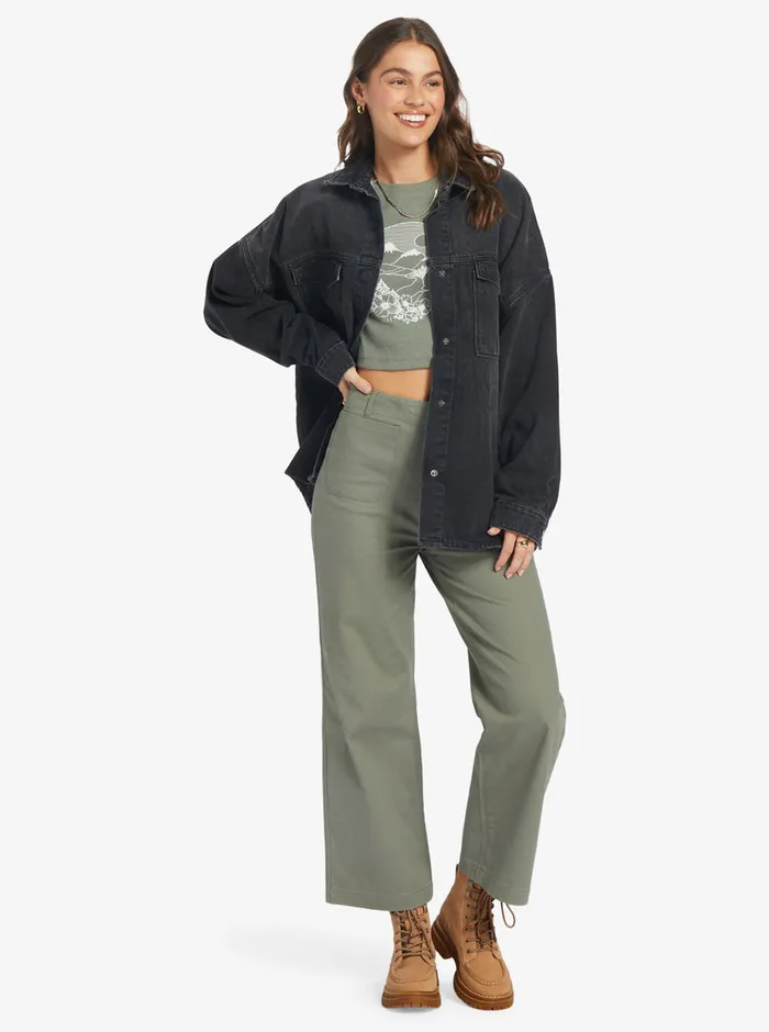 Roxy Jackets Main Character Denim Jacket Anthracite 8211 Womens