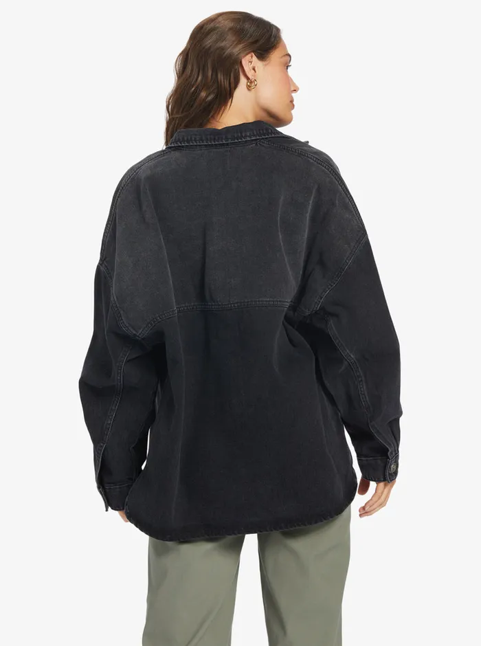 Roxy Jackets Main Character Denim Jacket Anthracite 8211 Womens