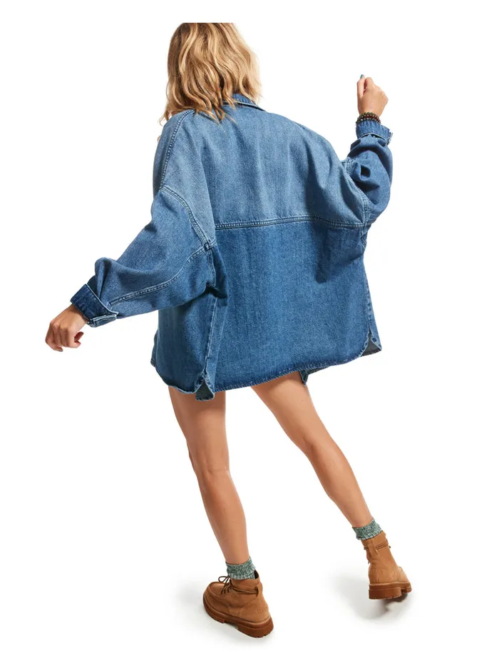 Roxy Jackets Main Character Denim Jacket Medium Blue 8211 Womens