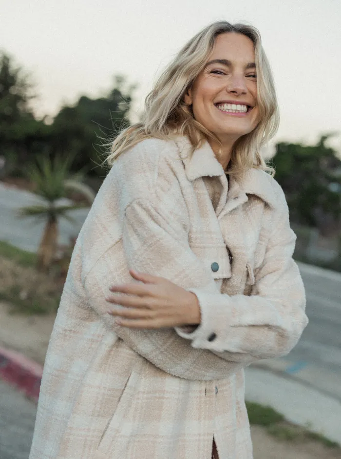 Roxy Jackets Passage Of Time Jackets Tapioca Swell Check 8211 Womens