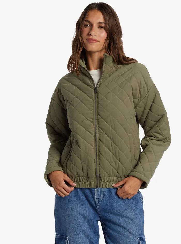 Roxy Jackets Path To Paradise Quilted Jacket Deep Lichen Green 8211 Womens