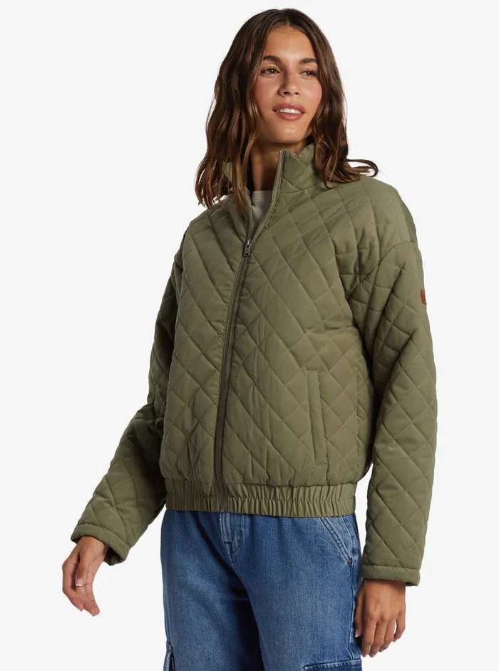 Roxy Jackets Path To Paradise Quilted Jacket Deep Lichen Green 8211 Womens