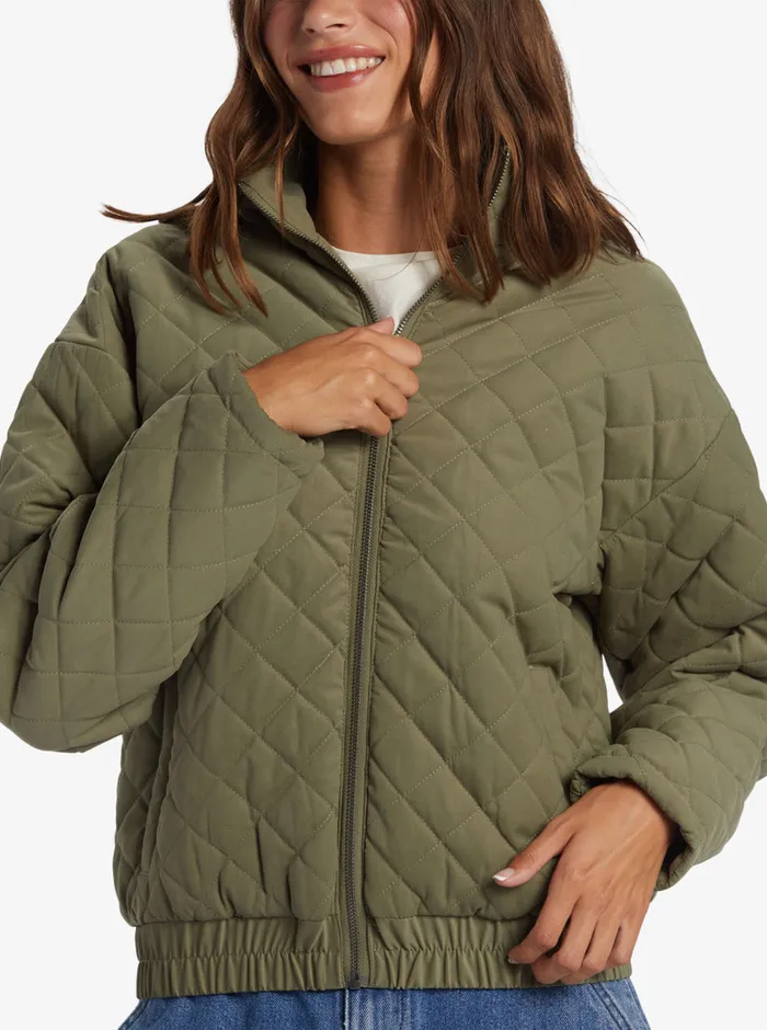 Roxy Jackets Path To Paradise Quilted Jacket Deep Lichen Green 8211 Womens