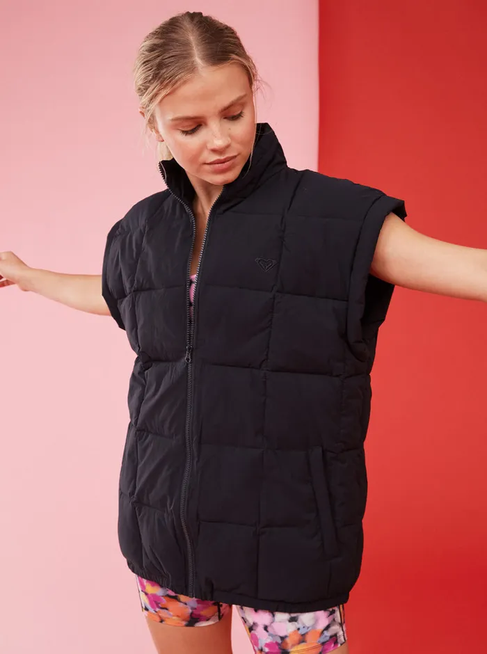 Roxy Jackets Waves Of Warmth Quilted Vest Anthracite 8211 Womens