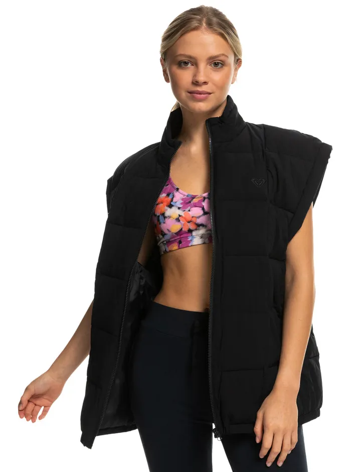 Roxy Jackets Waves Of Warmth Quilted Vest Anthracite 8211 Womens