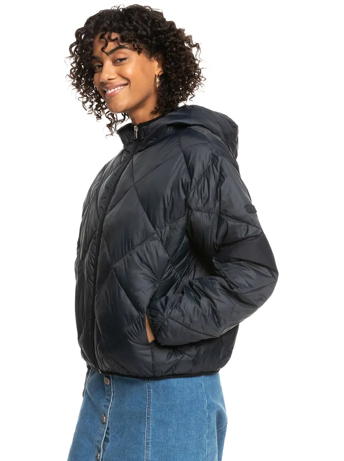 Roxy Jackets Wind Swept Lightweight Hooded Packable Jacket Anthracite 8211 Womens