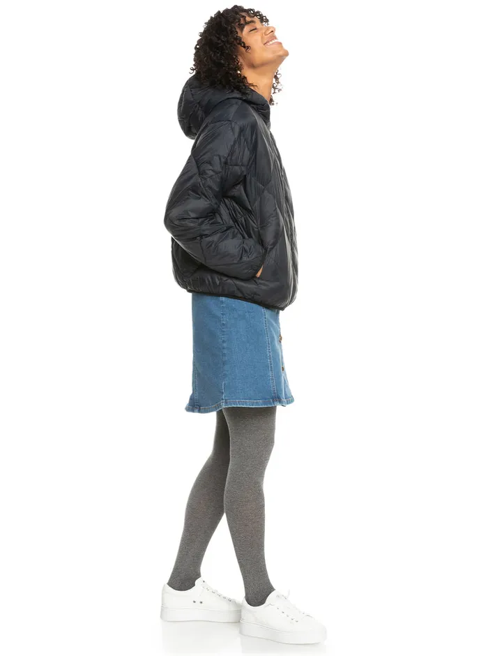 Roxy Jackets Wind Swept Lightweight Hooded Packable Jacket Anthracite 8211 Womens