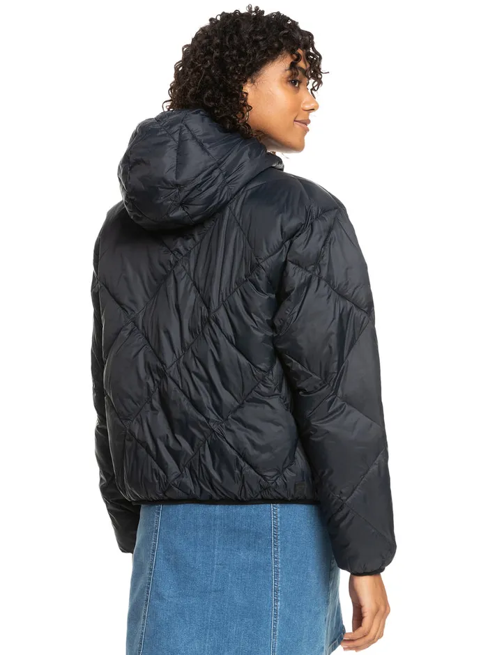 Roxy Jackets Wind Swept Lightweight Hooded Packable Jacket Anthracite 8211 Womens