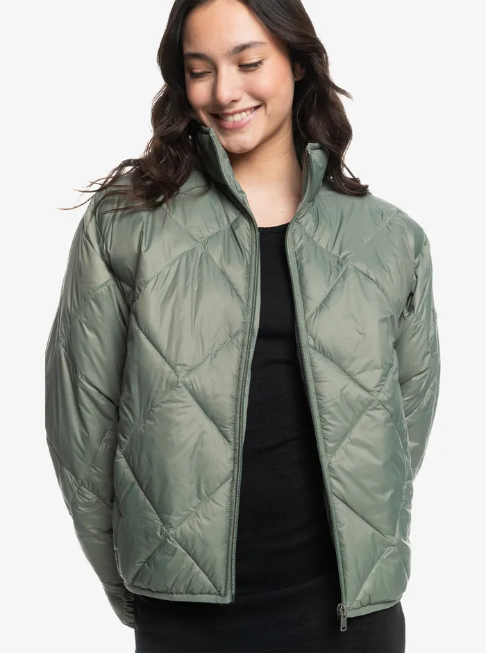 Roxy Jackets Wind Swept Lightweight Padded Packable Jacket Agave Green 8211 Womens