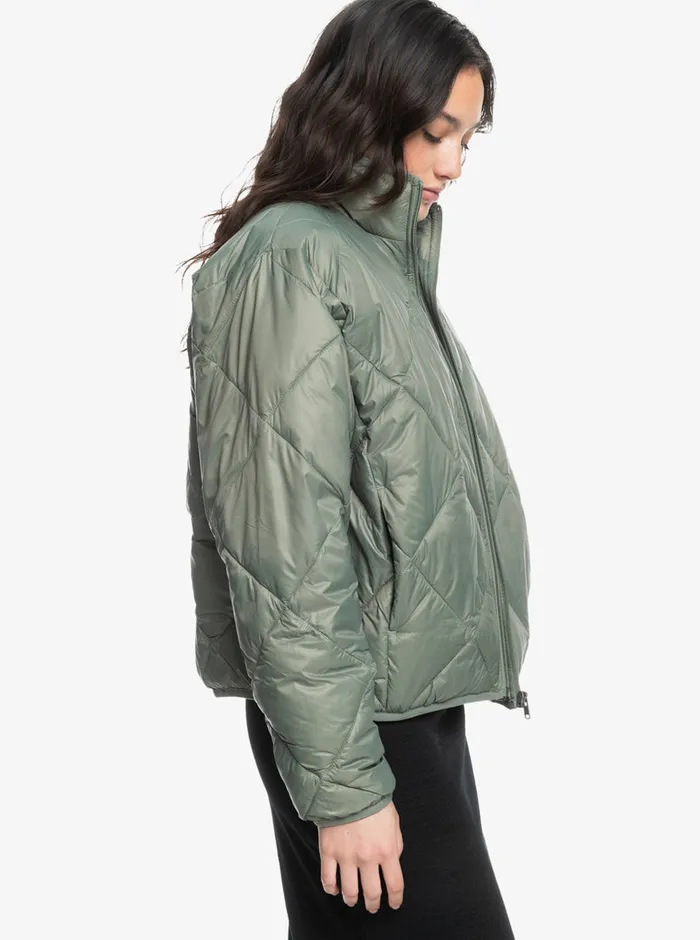 Roxy Jackets Wind Swept Lightweight Padded Packable Jacket Agave Green 8211 Womens