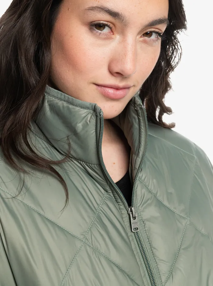 Roxy Jackets Wind Swept Lightweight Padded Packable Jacket Agave Green 8211 Womens