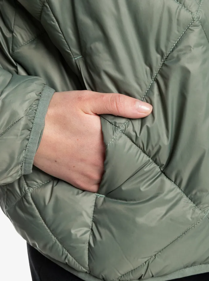 Roxy Jackets Wind Swept Lightweight Padded Packable Jacket Agave Green 8211 Womens