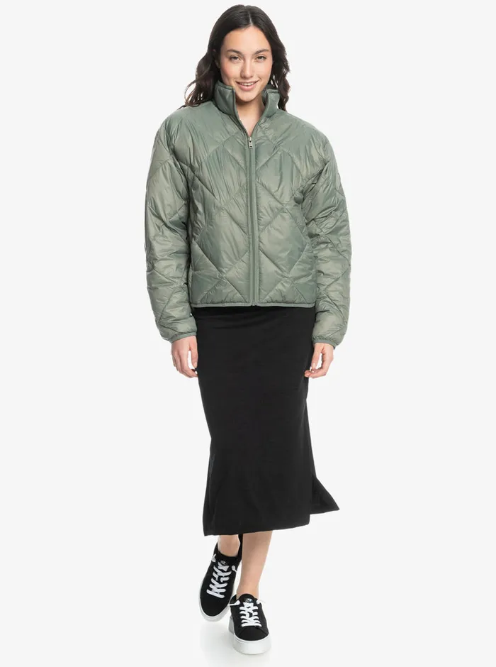 Roxy Jackets Wind Swept Lightweight Padded Packable Jacket Agave Green 8211 Womens