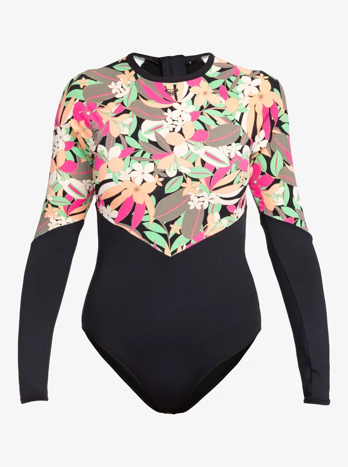 Roxy One Pieces Fashion Long Sleeve Swimsuit 2 Anthracite Palm Song S 8211 Womens