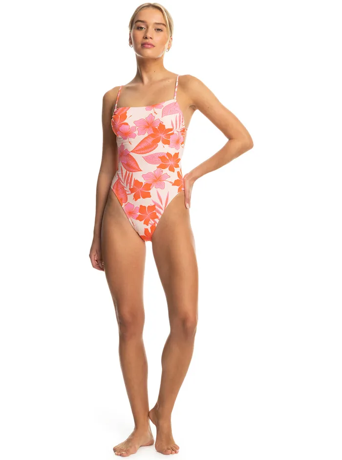 Roxy One Pieces Printed Beach Classics OnePiece Swimsuit Pale Dogwood Lhibiscus 8211 Womens