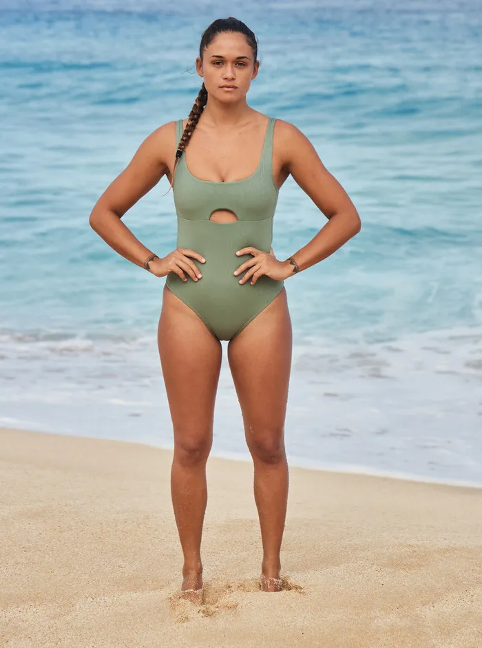 Roxy One Pieces Pro The Double Line OnePiece Swimsuit Agave Green 8211 Womens