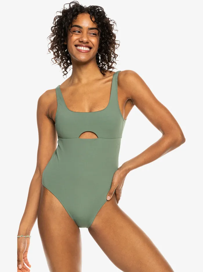 Roxy One Pieces Pro The Double Line OnePiece Swimsuit Agave Green 8211 Womens