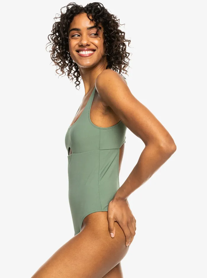 Roxy One Pieces Pro The Double Line OnePiece Swimsuit Agave Green 8211 Womens