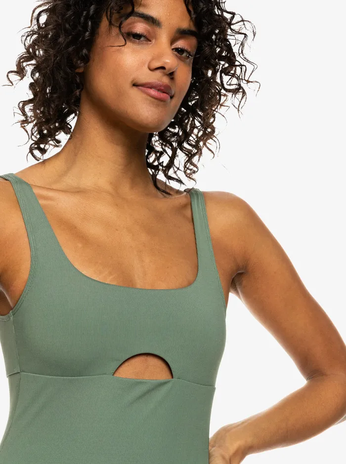 Roxy One Pieces Pro The Double Line OnePiece Swimsuit Agave Green 8211 Womens
