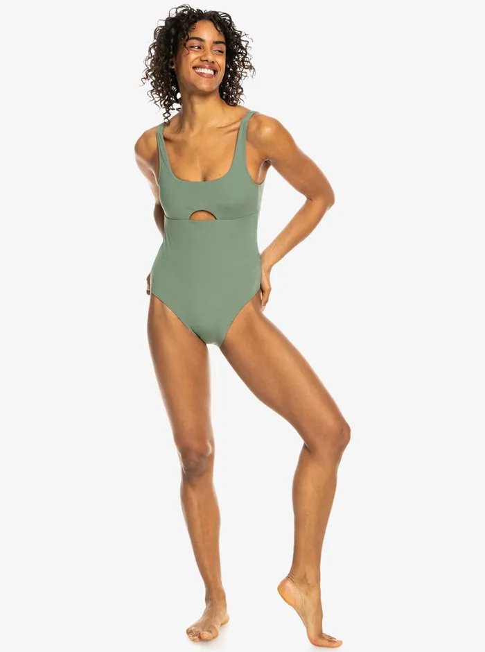 Roxy One Pieces Pro The Double Line OnePiece Swimsuit Agave Green 8211 Womens