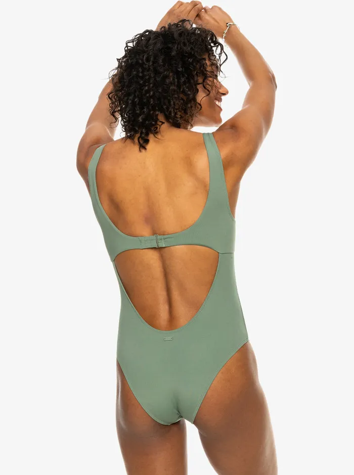Roxy One Pieces Pro The Double Line OnePiece Swimsuit Agave Green 8211 Womens
