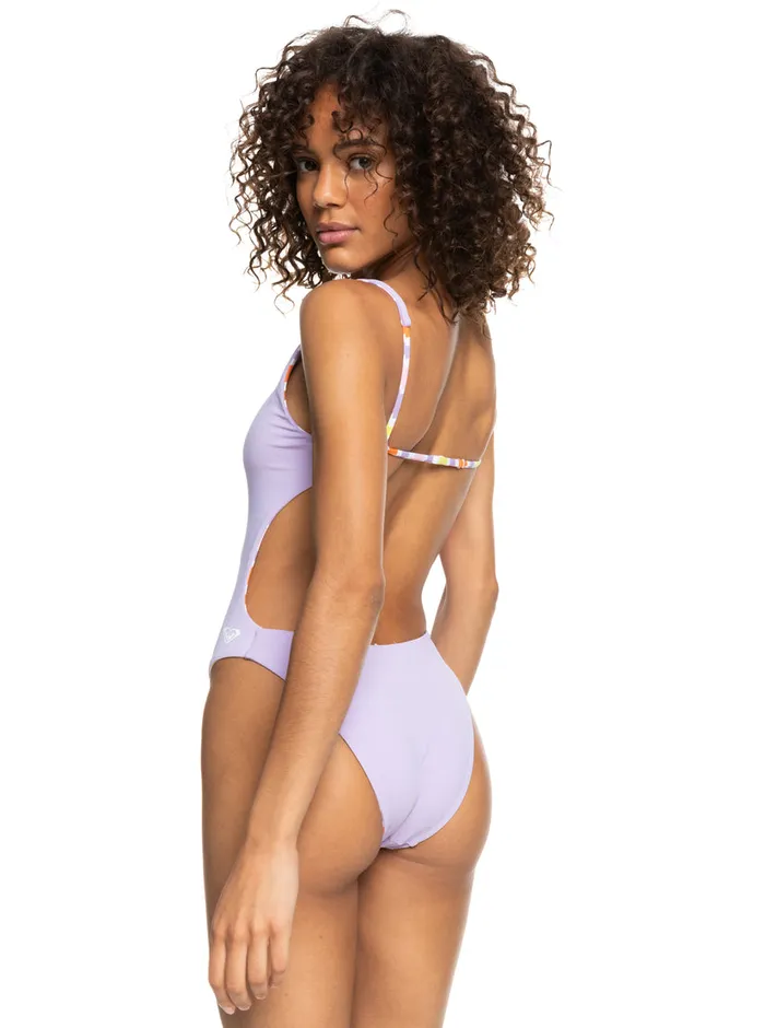 Roxy One Pieces SurfKindKate Reversible OnePiece Swimsuit Bright White Aloha Stripe Hori 8211 Womens