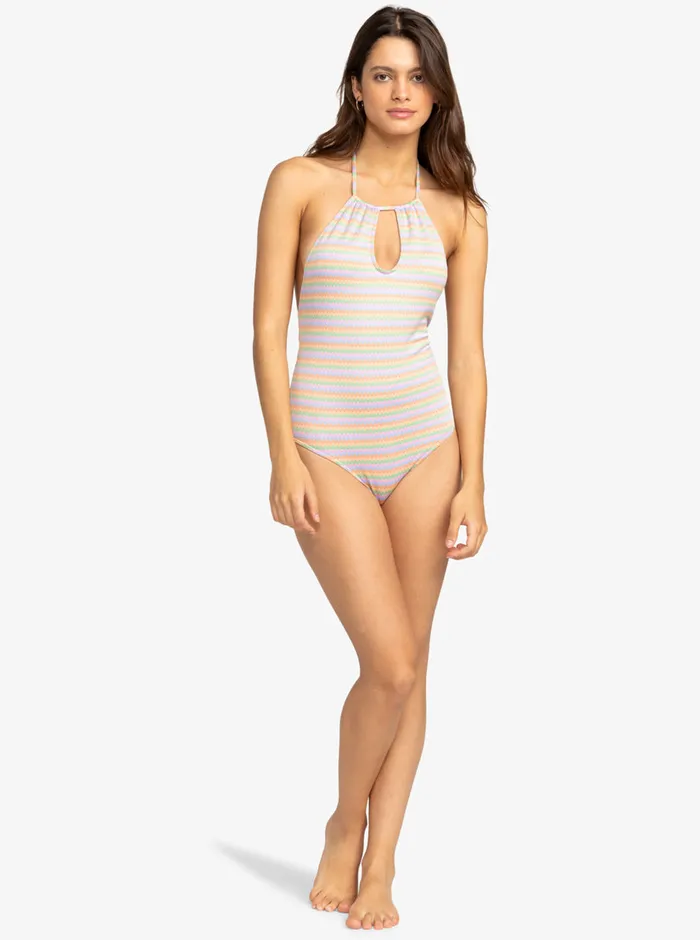 Roxy One Pieces Wavy Stripe OnePiece Swimsuit Papaya Wavy Stripe S 8211 Womens