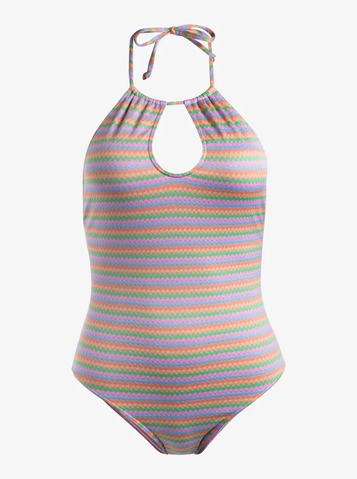 Roxy One Pieces Wavy Stripe OnePiece Swimsuit Papaya Wavy Stripe S 8211 Womens