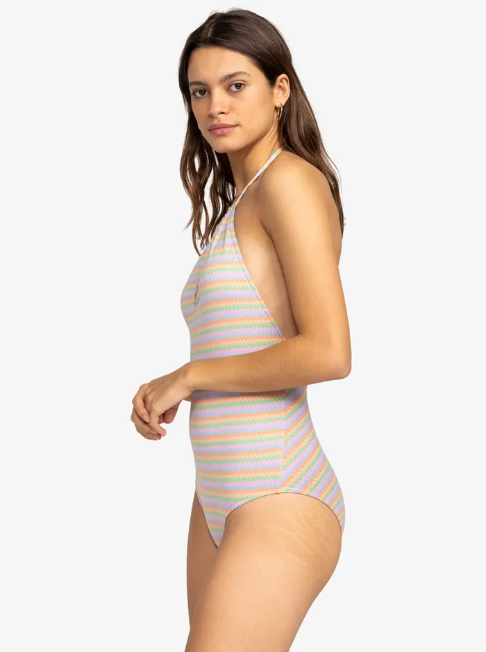 Roxy One Pieces Wavy Stripe OnePiece Swimsuit Papaya Wavy Stripe S 8211 Womens