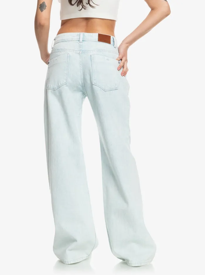 Roxy Pants and Jeans Chillin Way Baggy Jeans Bleached Blue 8211 Womens